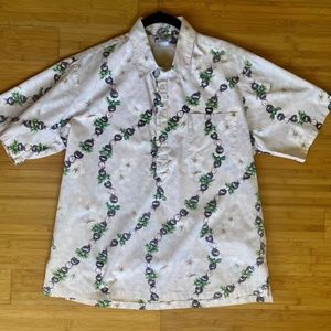 Vintage 70s Malihini USA Hawaii Cotton Short Sleeve PopOver Hawaiian Shirt sz L